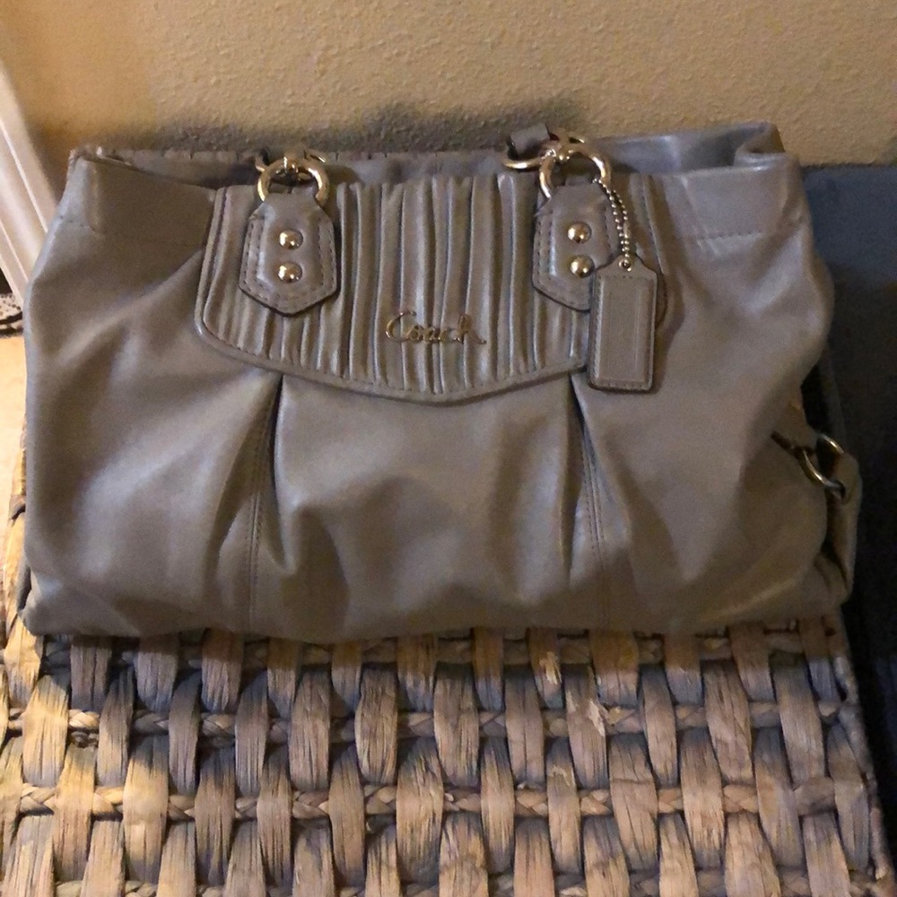 Coach Ashley gray leather bag